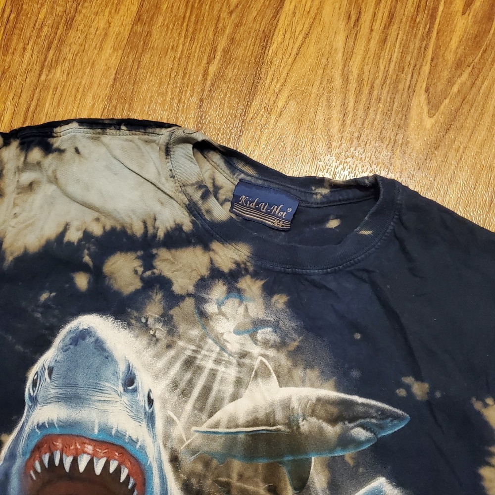 Vintage Shark Week Shirt Youth Kids XL Blue Tie Dye Sharks AOP Ripleys Kid U Not